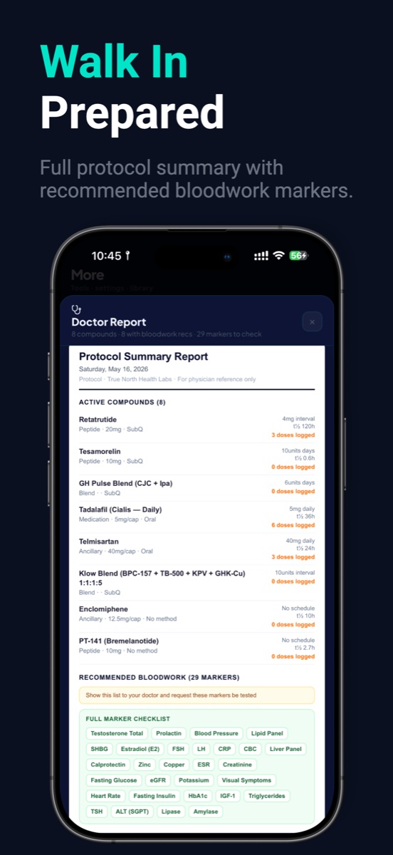 Protocol Pal doctor report screen