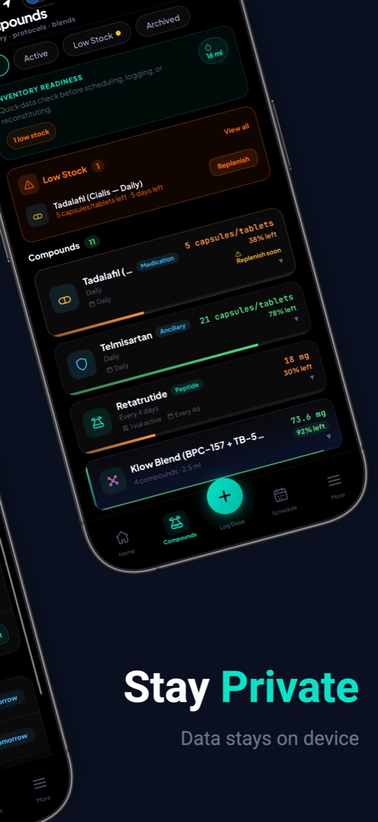 Protocol Pal inventory and low stock tracking