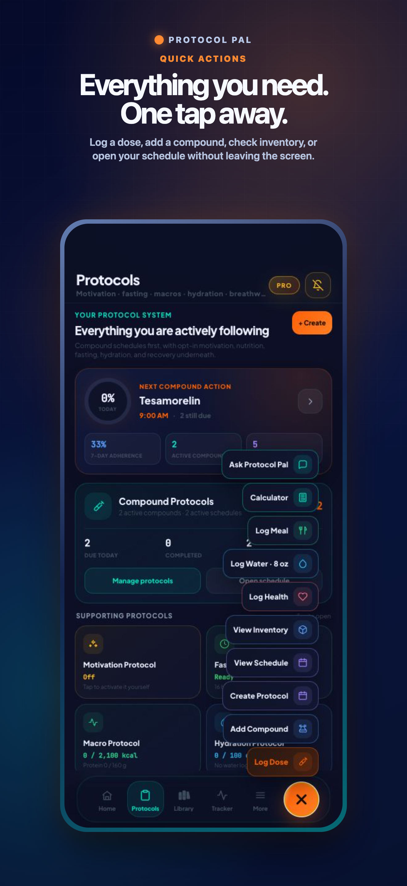 Protocol Pal quick actions for logging and navigation